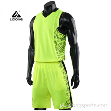 Top de basquete de uniforme de basquete personalizado e shorts